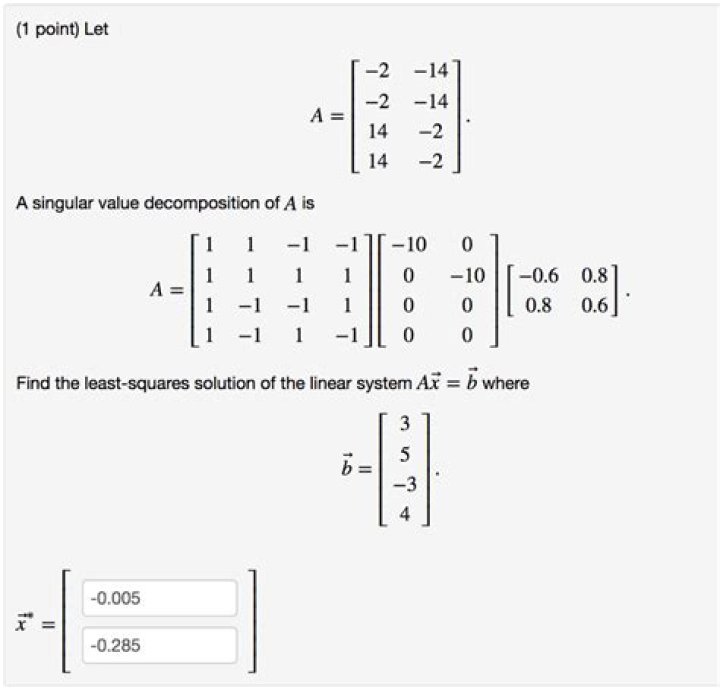 Find the least squares solution of the linear system......