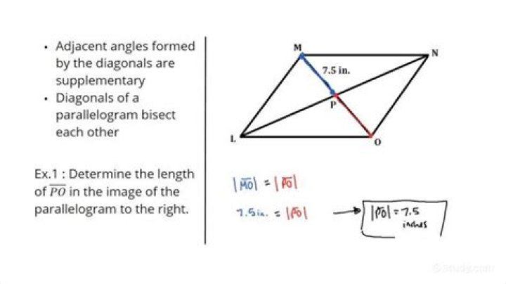 Find the length of the diagonal of a parallelogram given sides and angle between side and diagonal