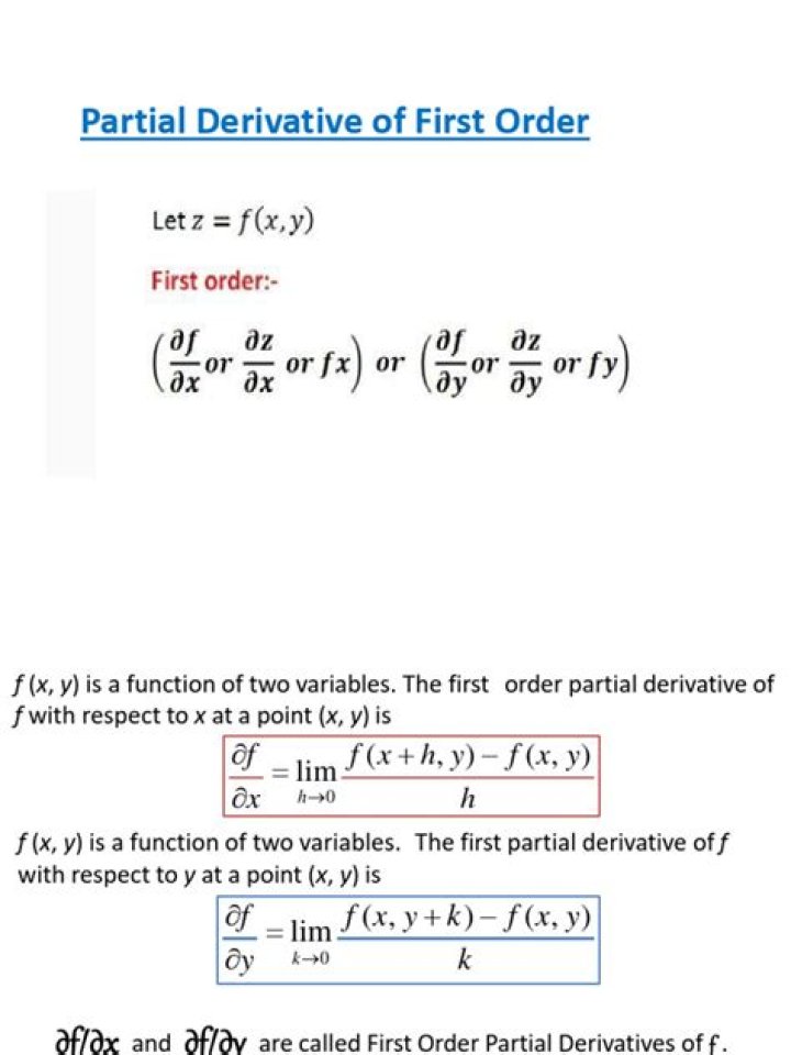 Finding a first order partial derivative in a point