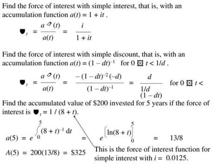 Finding accumulation function given force of interest