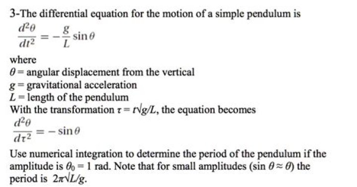 Finding the differential equation for a simple pendulum.