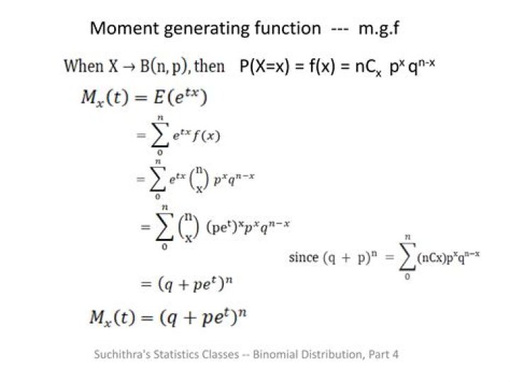 Finding the Moment Generating function of a Binomial Distribution