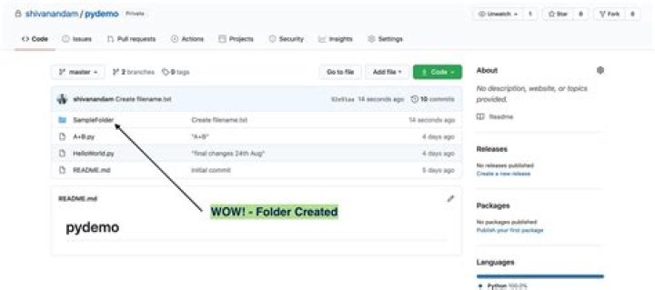 Folder appears inside repository home page
