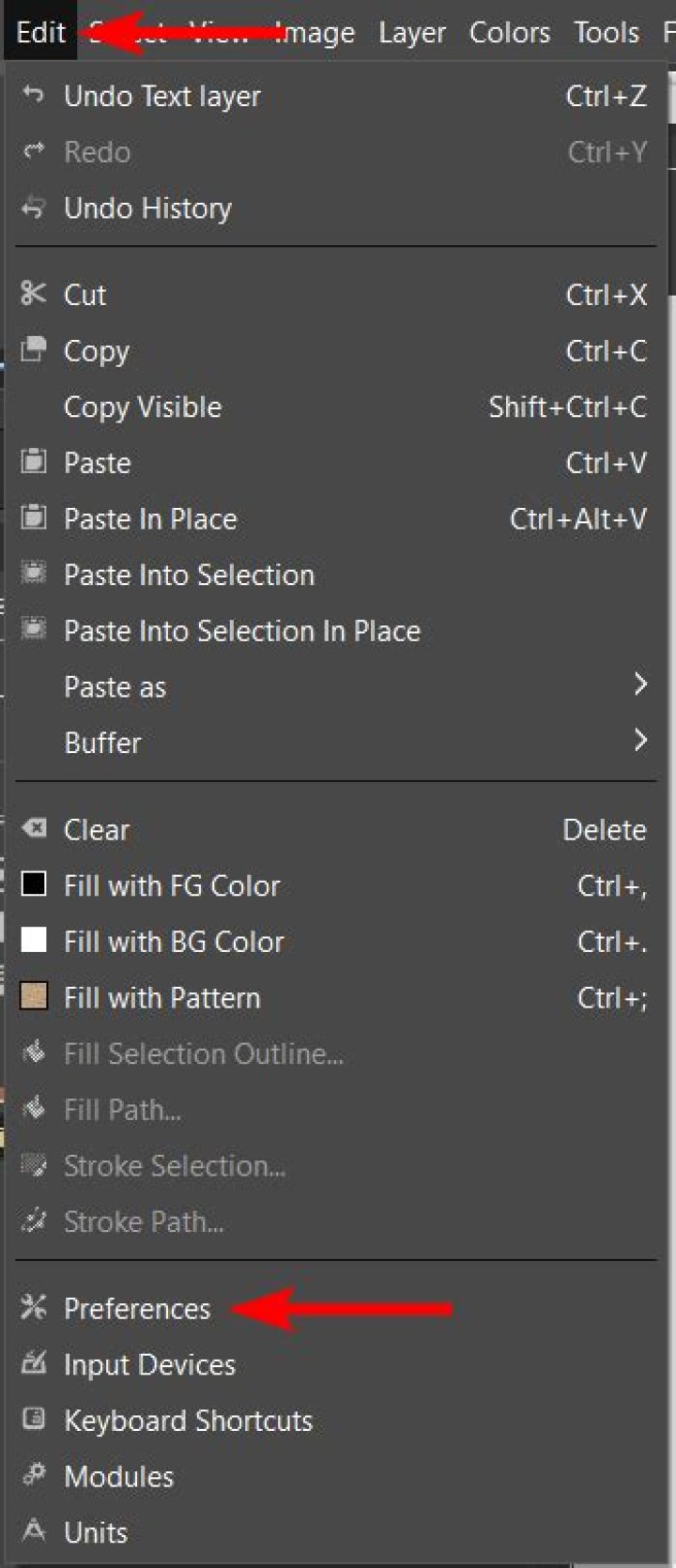Fonts folders for the GIMP