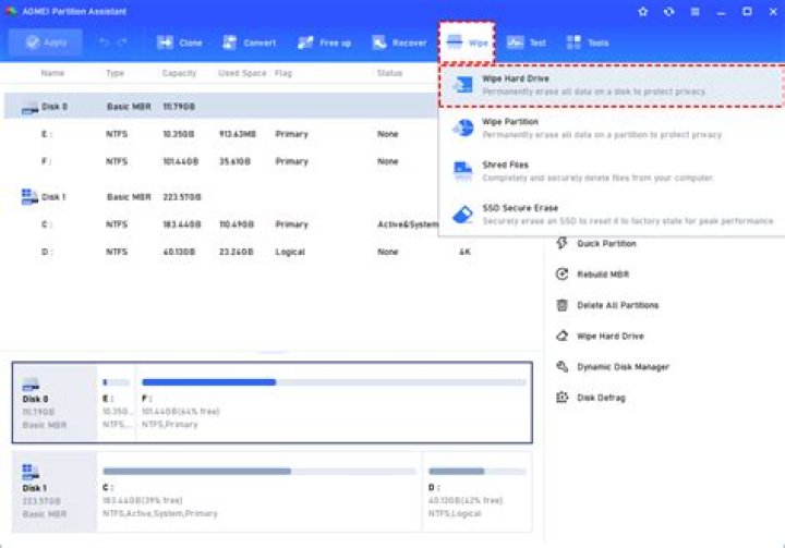For more security: overwrite empty disk space