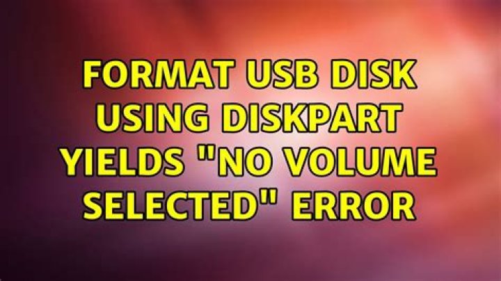 Format USB Disk Using DiskPart Yields 