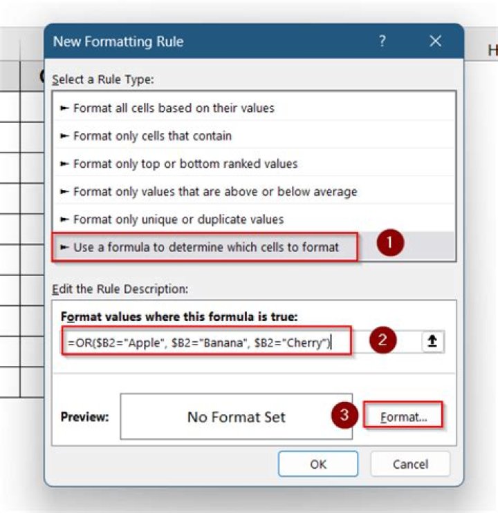 Formatting a column based on another columns cell TEXT (not value) in Excel [duplicate]