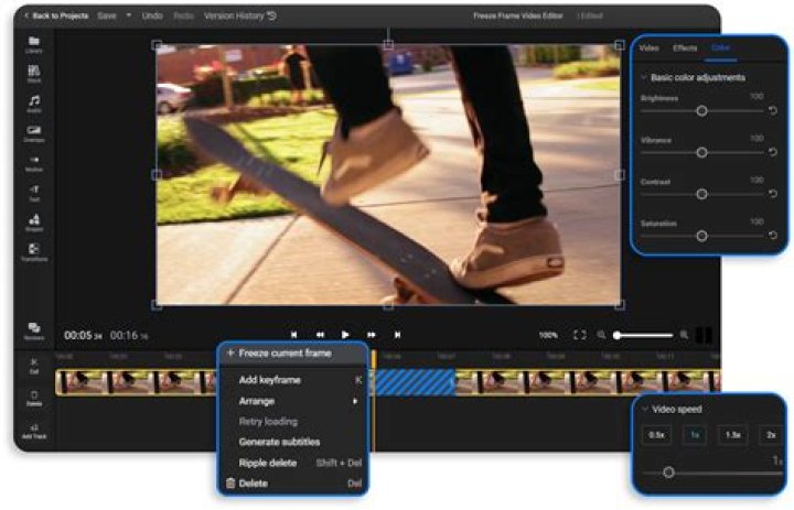Freeze frame video editor