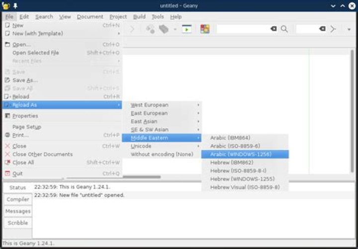 geany encoding