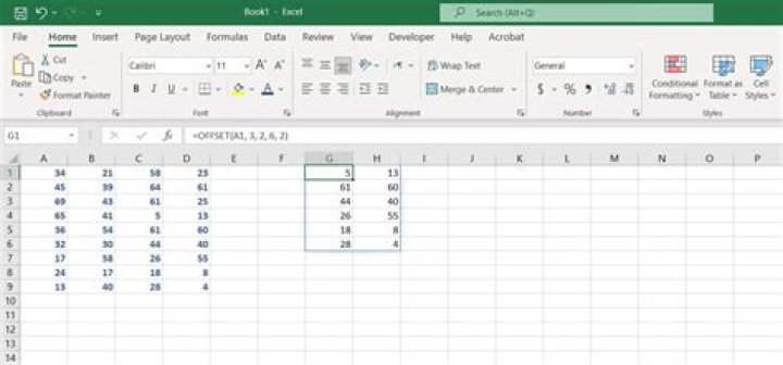 Get address of offset formula in another cell Excel
