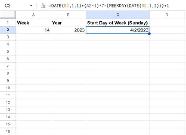 Get date from week number in Google Sheets