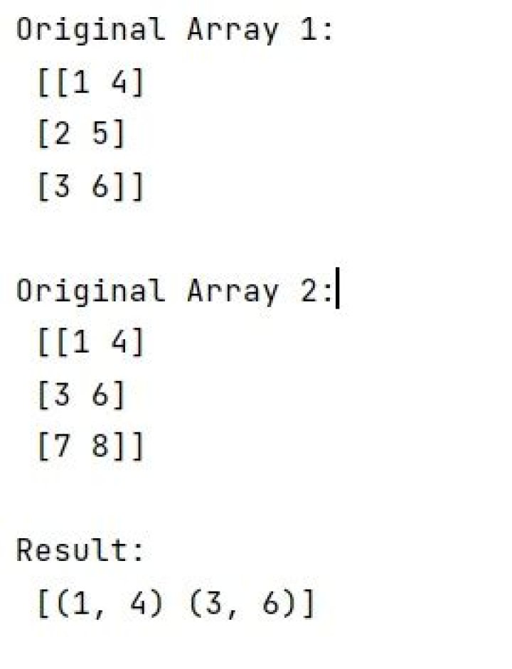 Get intersecting rows across two 2D numpy arrays