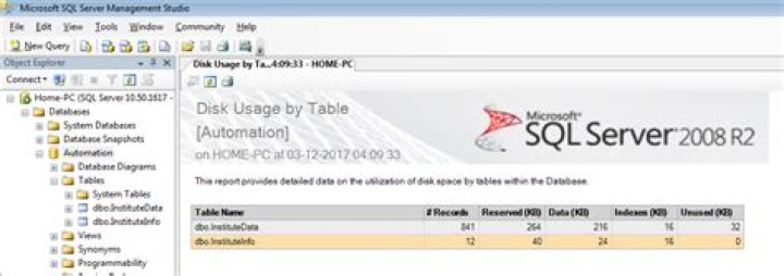 Get size of all tables in database