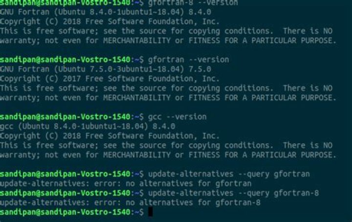 gfortran different versions