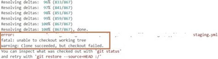 GitHub: Clone succeeded, but checkout failed