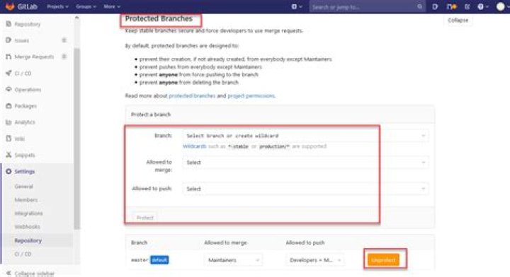 Gitlab: Can't push to master only