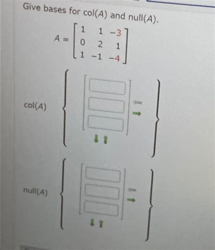 Give bases for col(A) and null(A)