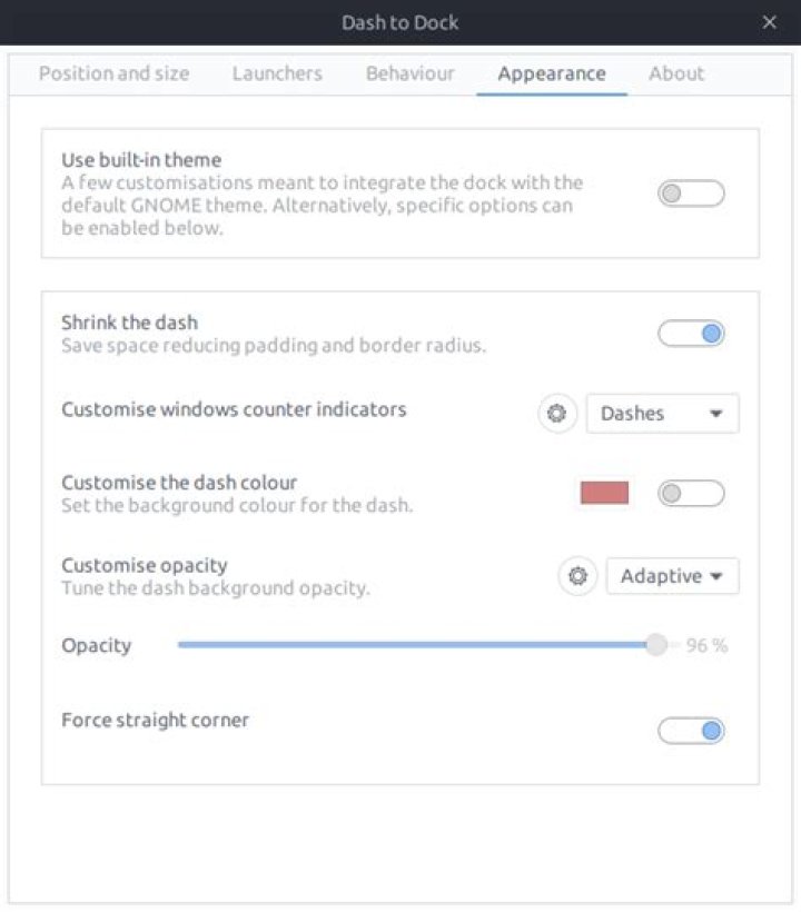 GNOME Dash-to-dock feature not show running apps