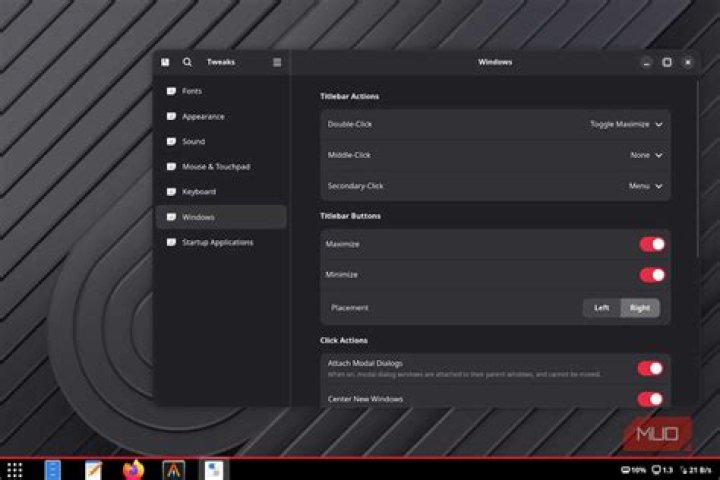 Gnome tweeks menus
