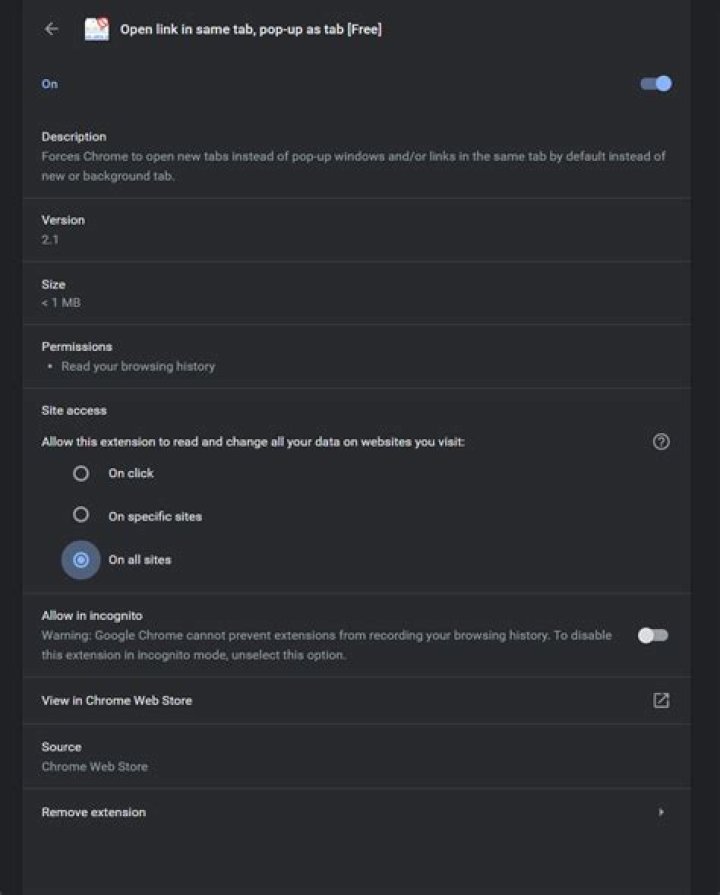 Google Chrome - Open pop-ups in new tab?