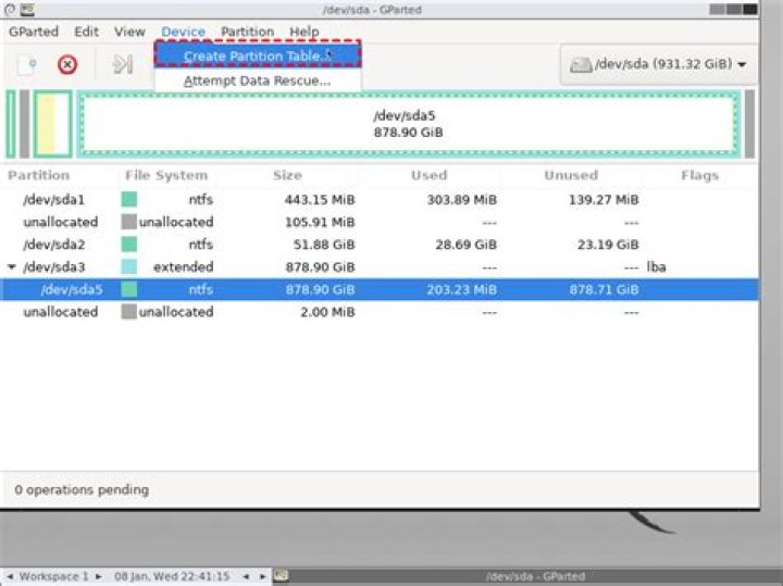 GParted screenshot