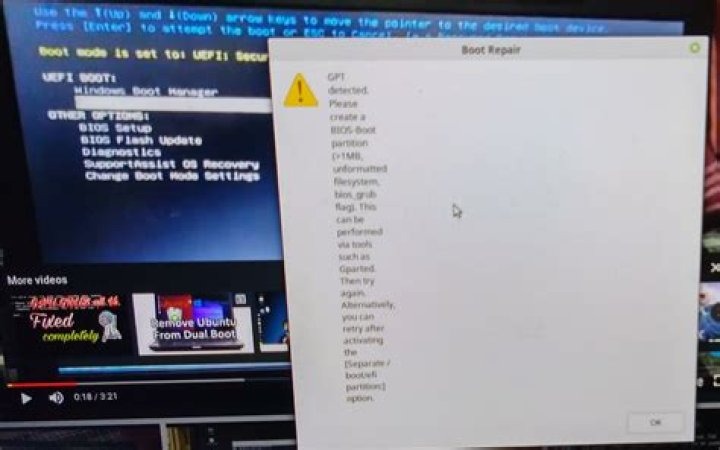 GPT detected. Please create a BIOS-Boot partition