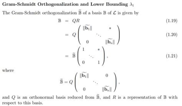 Gram-Schmidt Orthogonalization for lattices in matrix form, how it works?
