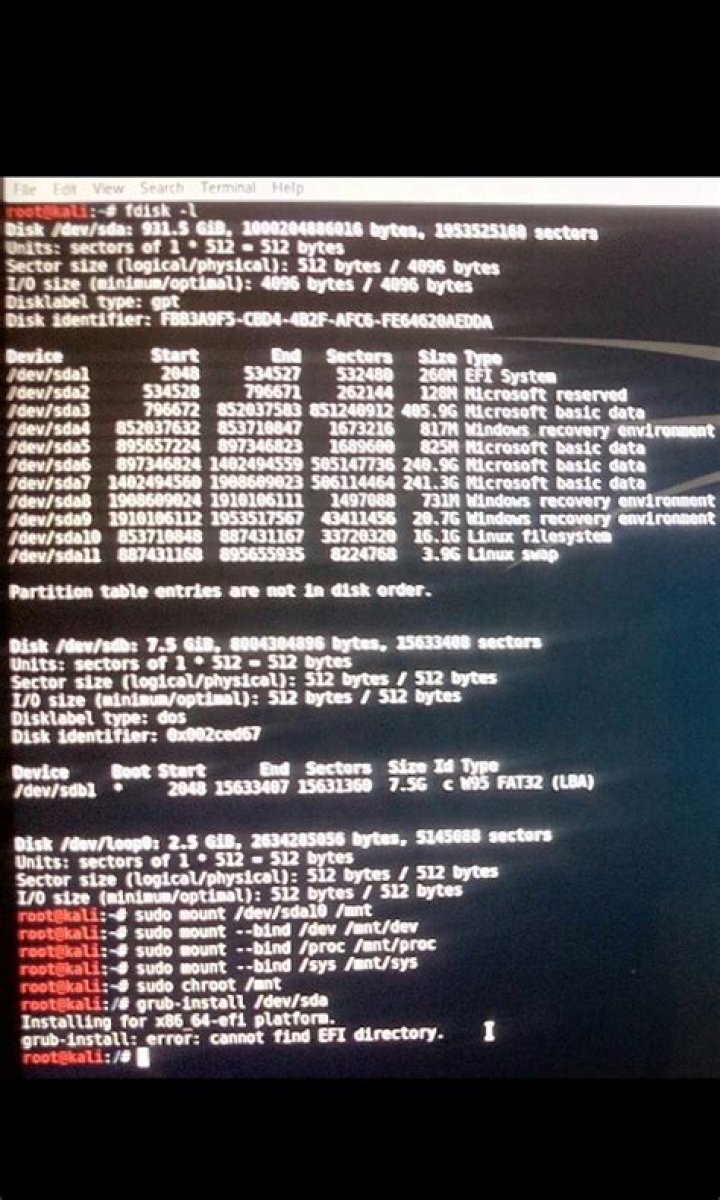 Grub crashes on Apt upgrade (grub-install: error: cannot find EFI directory)