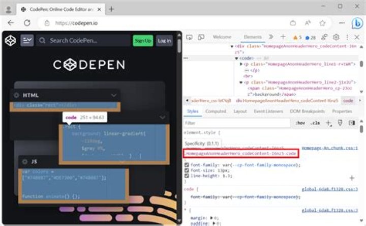 Highlight elements matching a selector