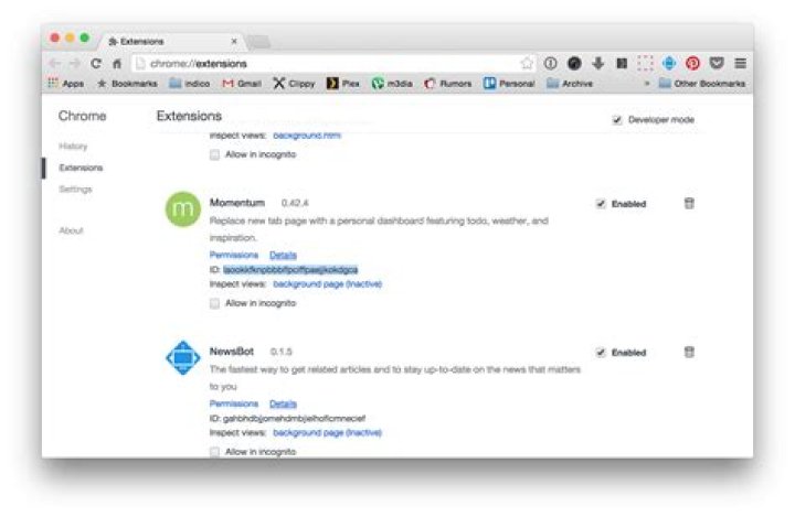 History of images on Momentum Dash?