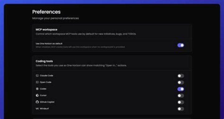 horizon preferences menu in Breeze theme