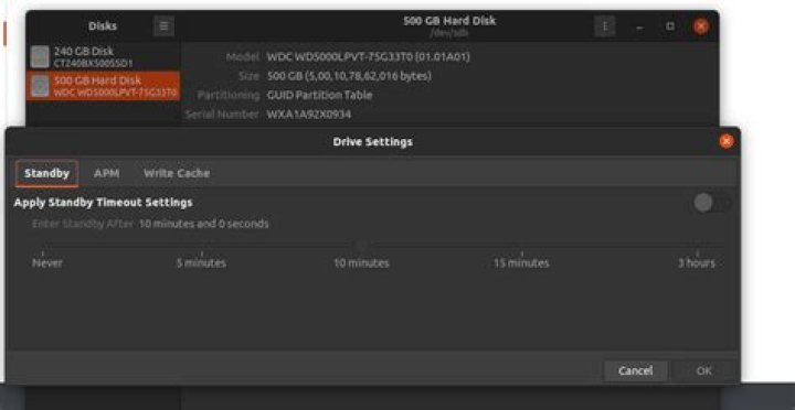How can I control HDD spin down time?