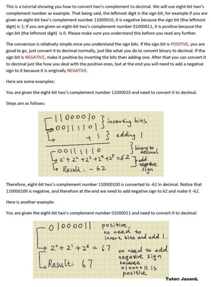 How can I convert 2's complement to decimal?