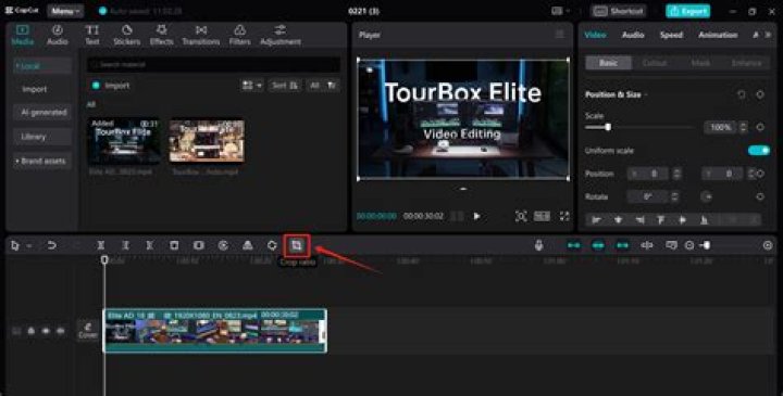 How can I crop a 16:9 video to 4:3, cutting off the edges?
