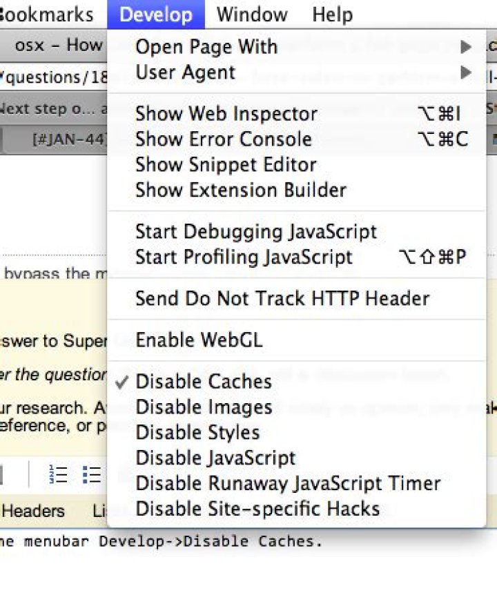 How can I force Safari to perform a full page reload, without using the mouse?