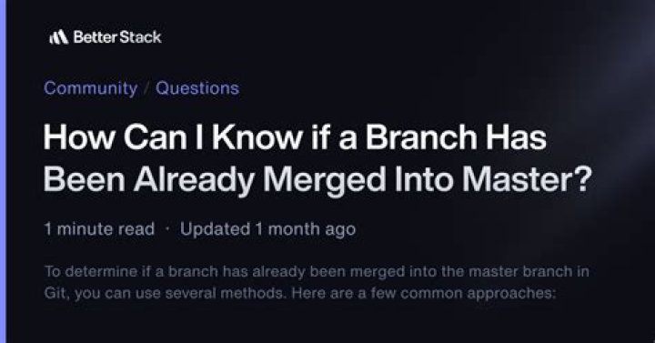 How can I know if a branch has been already merged into master?