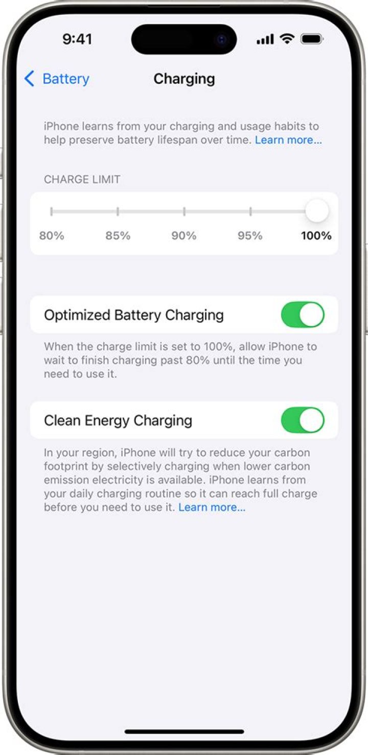 How can I limit battery charging to 60% capacity?