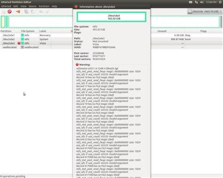 How can I resize NTFS partition in GParted?