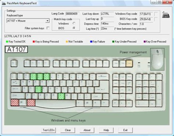 How can I see all keypresses on the keyboard?