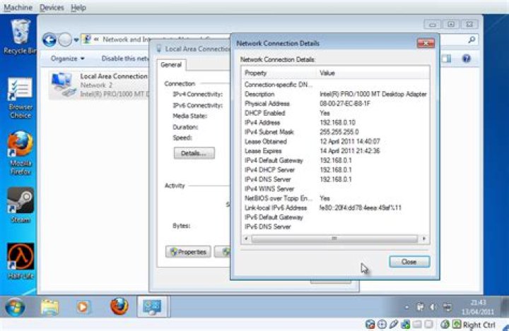 How can I tell if my IP is static or assigned by DHCP on Windows 7?