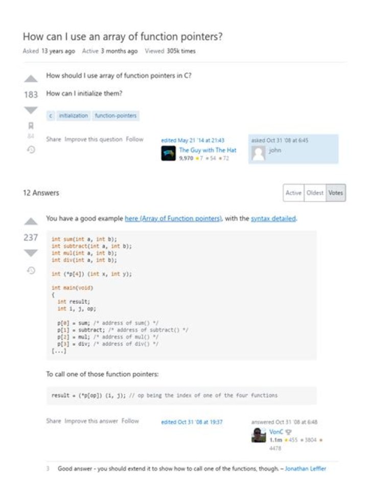 How can I use an array of function pointers?