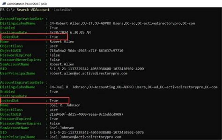 How can I verify if an AD account is locked?