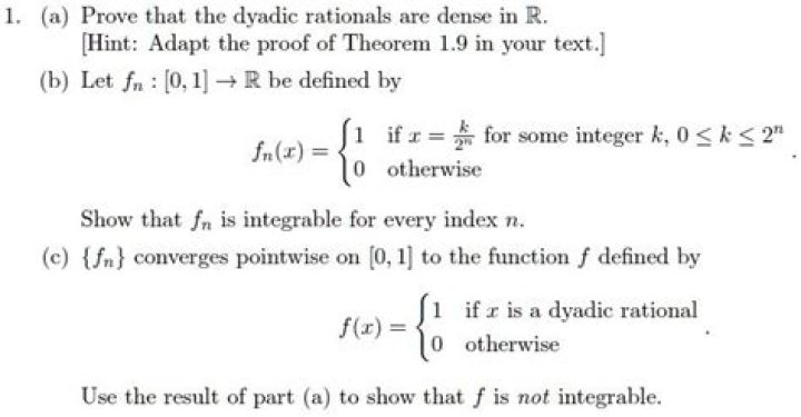 How can we show that the dyadic rationals are dense in $\mathbb R$?