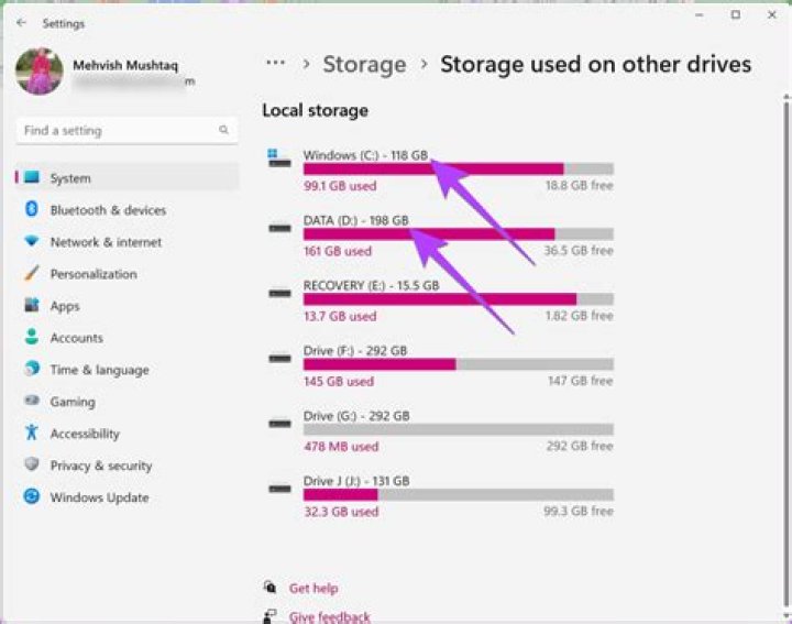How could I check total free storage capacity left on my system among multiple hdd's?