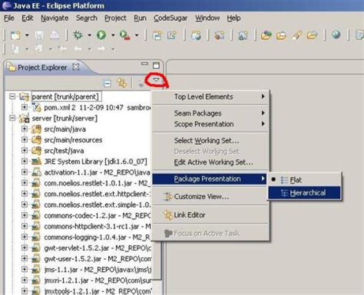 How do I change the font size / zoom level in the project/package explorer in Eclipse version: 2019-12 (4.14.0)?