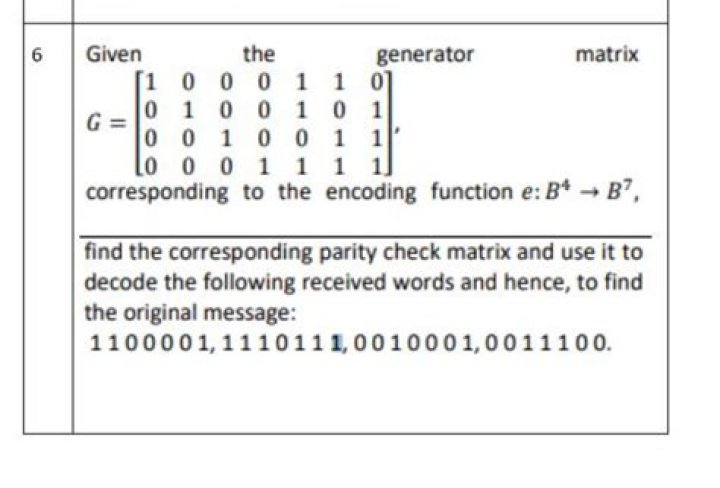 How do I find parity check matrix if generator matrix can't be written in standard form?