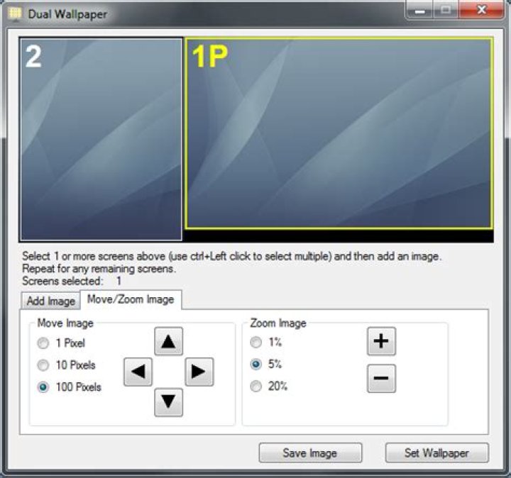 How do I get different background images on my dual monitors?