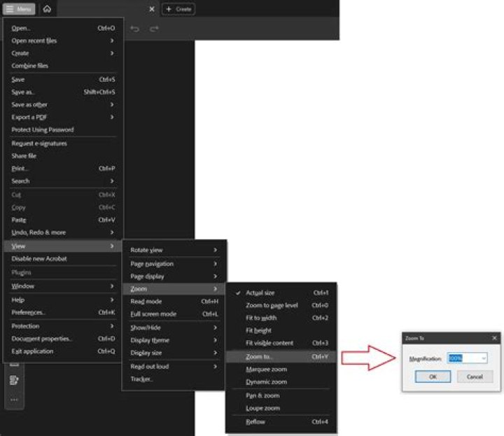 How do I get the zoom percentage toolbar in Adobe Acrobat Reader?