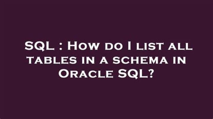 How do I list all tables in a schema in Oracle SQL?