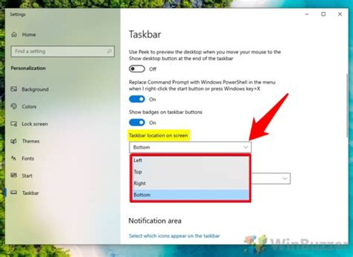 How do I move the task bar to the default monitor in Windows 10?
